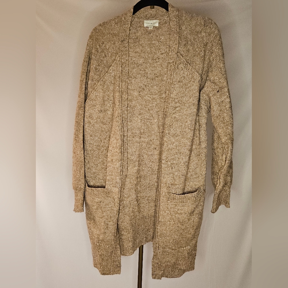 Lucky Brand Marled Knit Open Front Longline Cardigan Sweater
